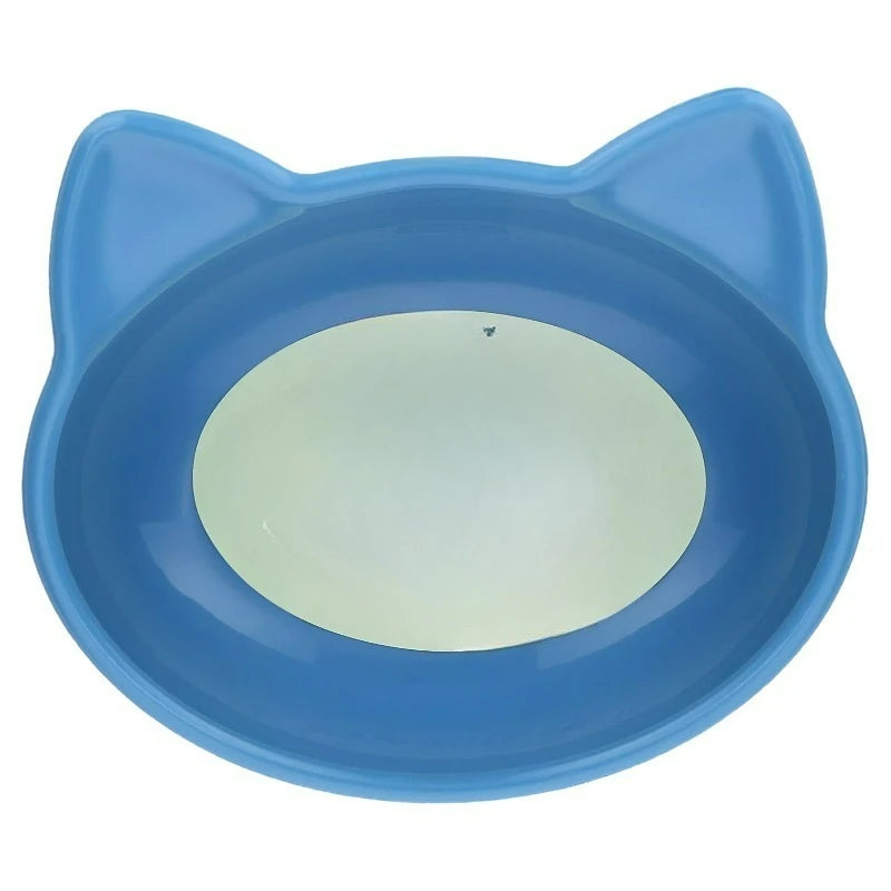 0.8-Cup Plastic Elevated Cat Ear Bowl, Blue,Assembled size is 4.4 in L x 5.4 in W x 3.6 in H.