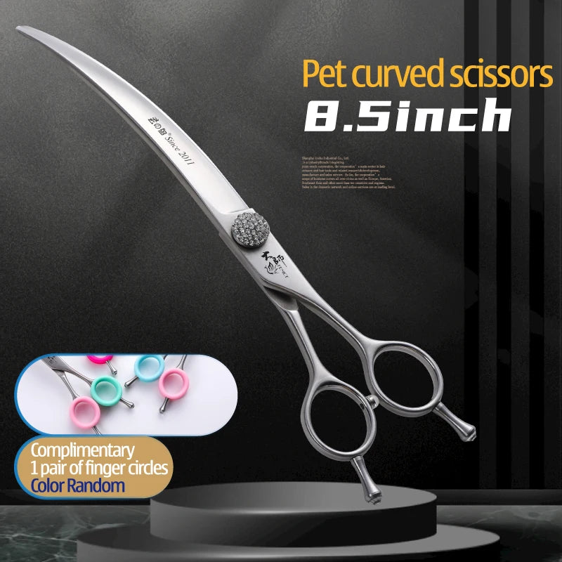 Fenice High-end 7.0/7.5/8.0/8.5 inch JP440C Diamond Screw Pet Grooming Straight Scissors/Curved Shears for Dog beauty