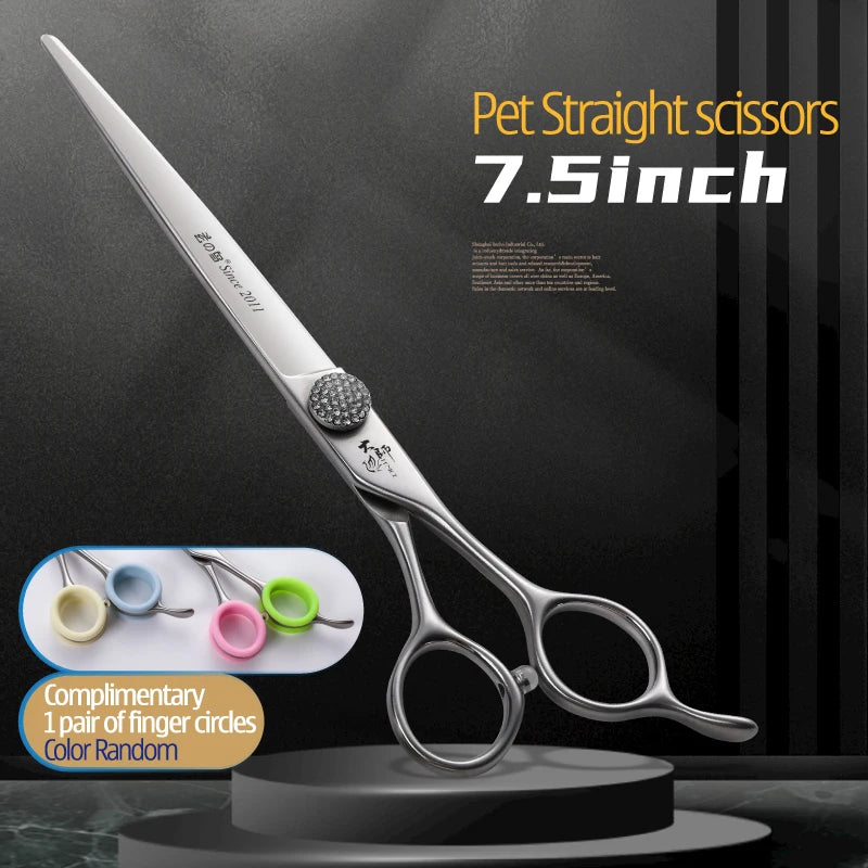 Fenice High-end 7.0/7.5/8.0/8.5 inch JP440C Diamond Screw Pet Grooming Straight Scissors/Curved Shears for Dog beauty