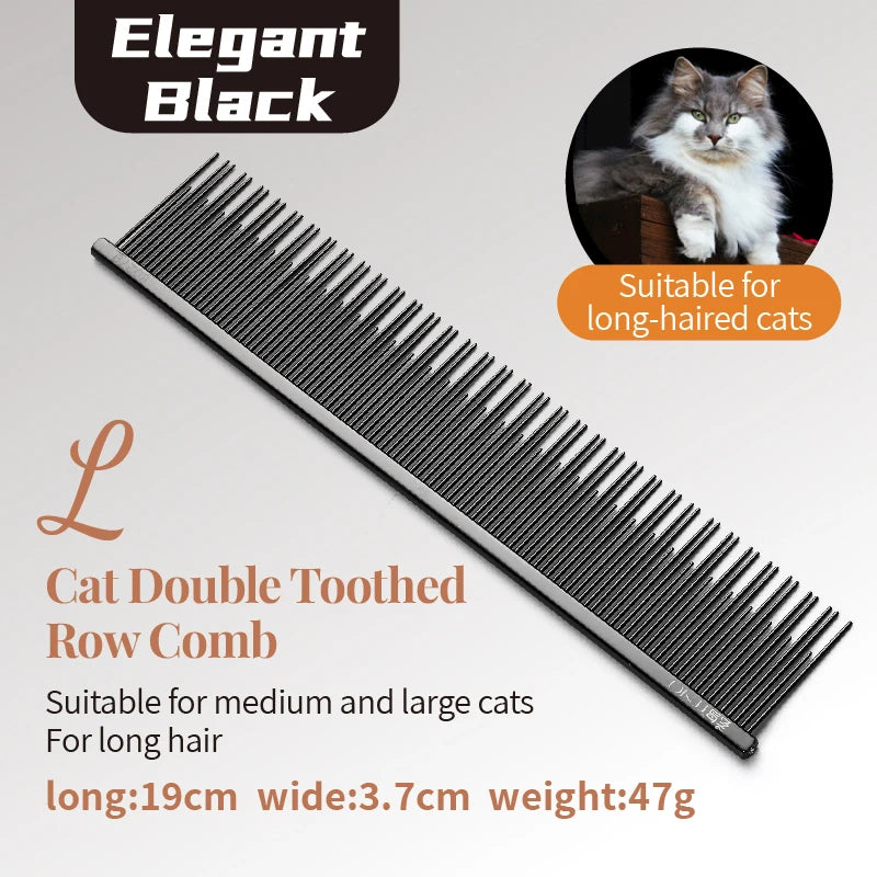 Fenice Professional Anti-Corrosion Grooming Comb For Dogs Cats Tapered Stainless Steel Pins Pet Grooming Supplies